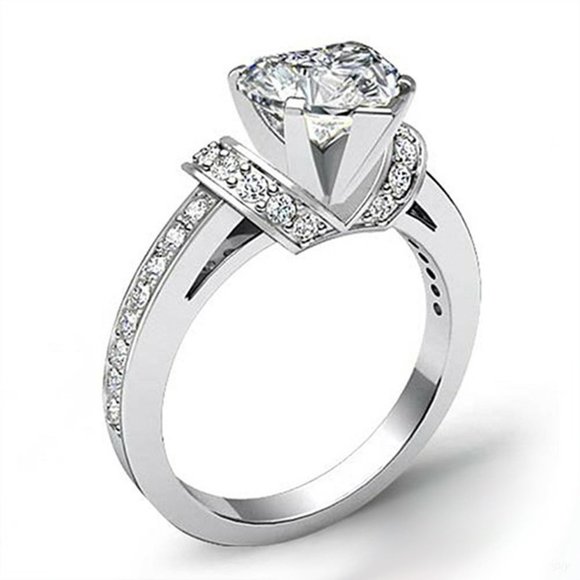 💎Sweet Heart Crystal Clear CZ Anillo Trendy Silver Ring for Women, VIP447 - Picture 2 of 9